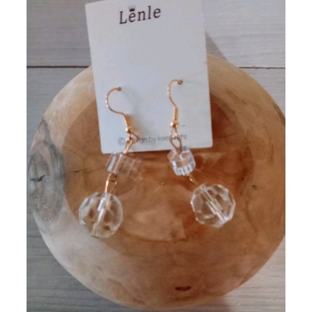 Women's Clear Beaded Dangle Earrings  2 1/4" Drop Boho Fashion Jewelry NIP